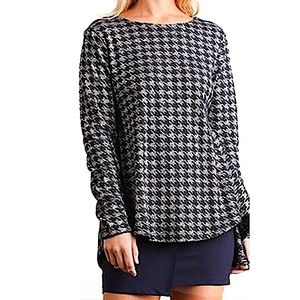 Umgee “Houndstooth ” Knit peplum Sweater